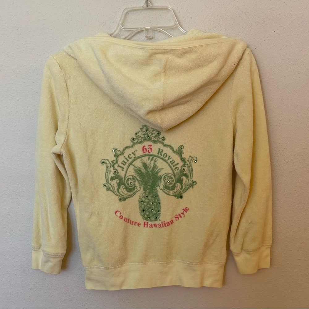 Juicy Couture Women Yellow Terry Jacket Rhinestone Hoodie SizeM